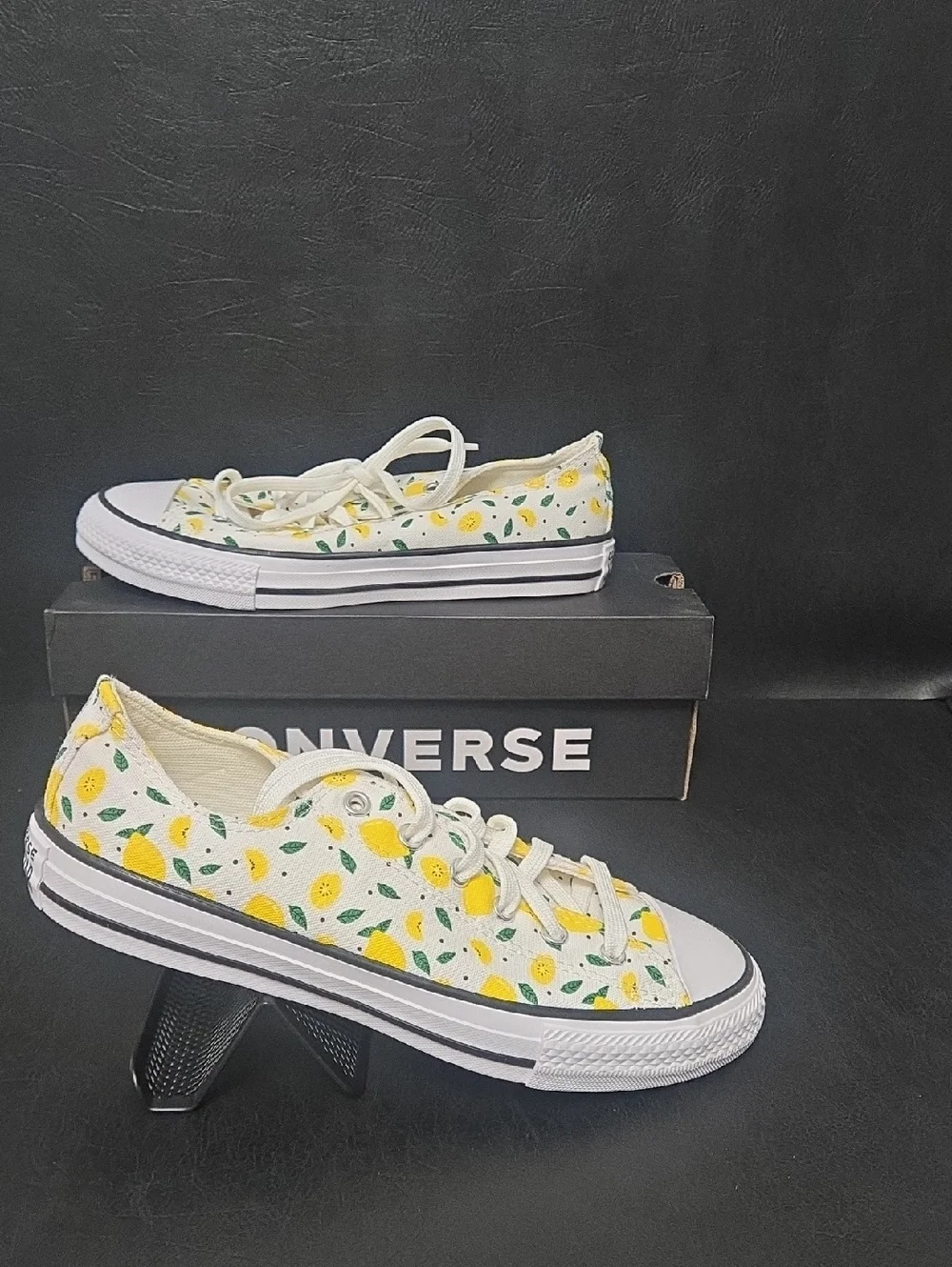 Converse Low Top Sneakers in White with Yellow Lemon Print